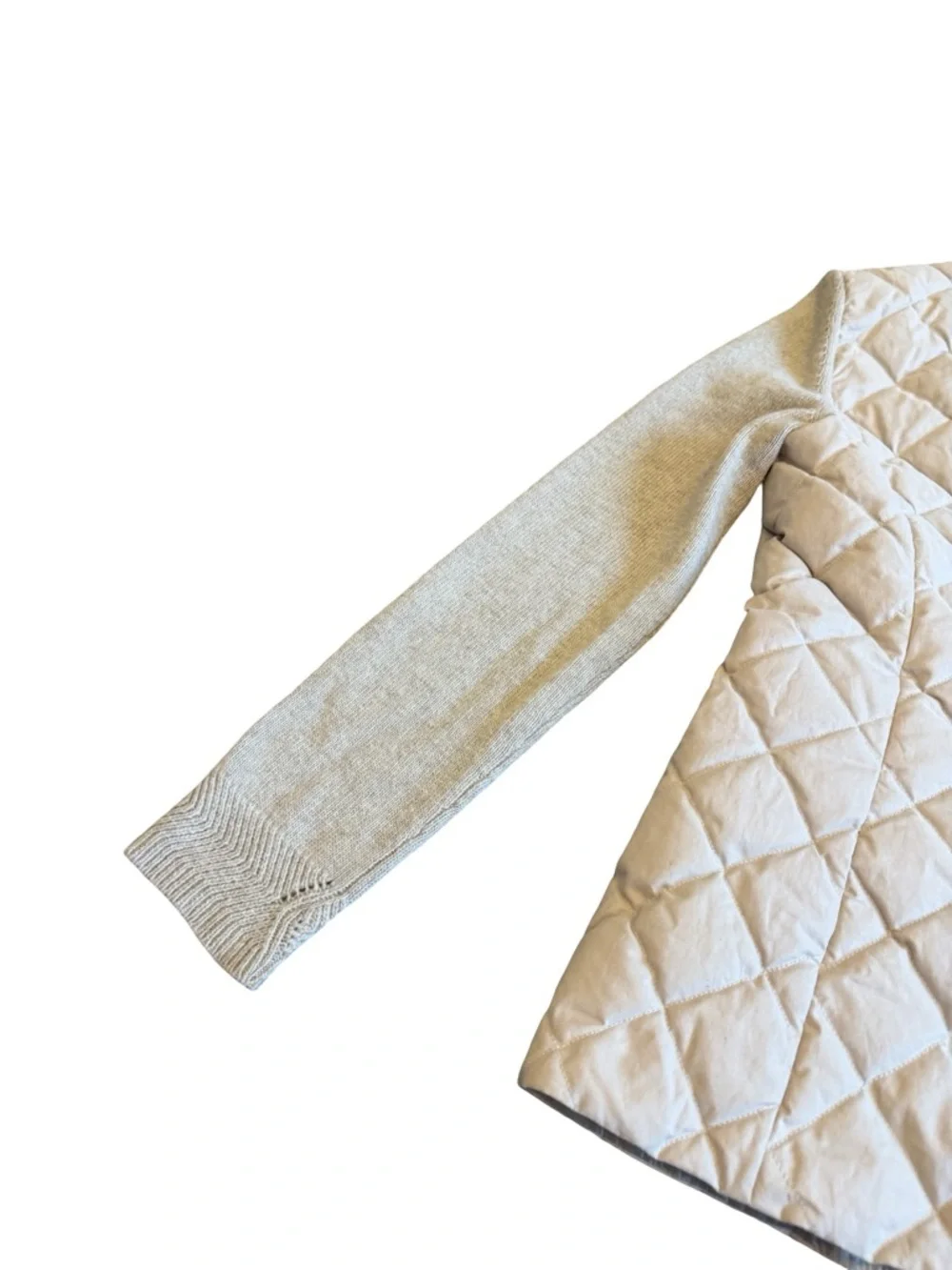 Bogner Down Filled Diamond Quilted Jacket Wool Sleeves Sweater Size 8 Women's